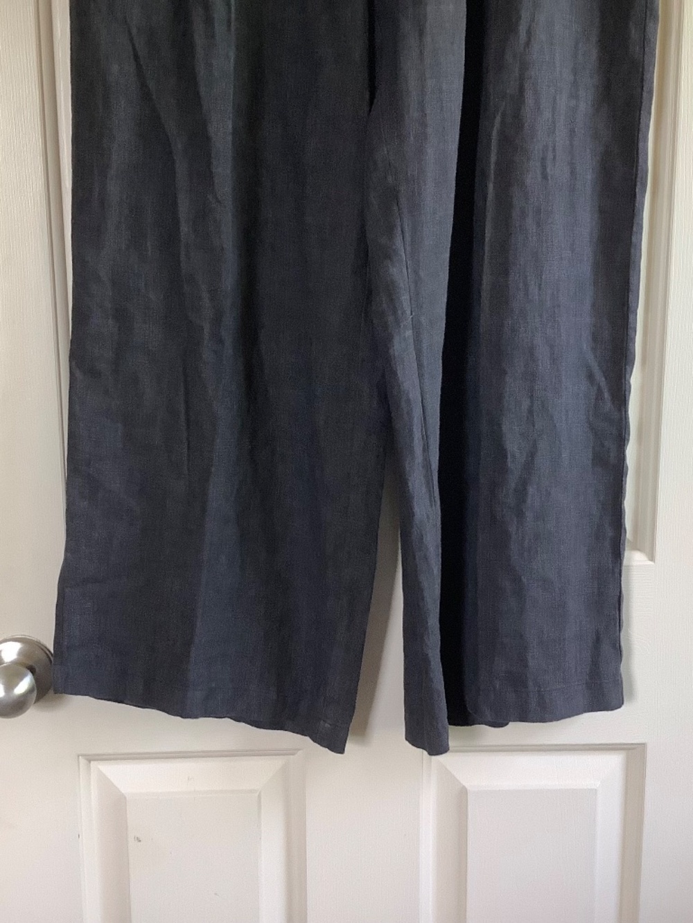 EILEEN FISHER Washed Organic Linen Délavé Trouser Pant Graphite SZ L - Picture 7 of 16